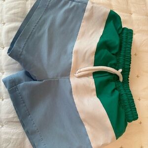 Willow Blue and White Colorblock Swim Trunks